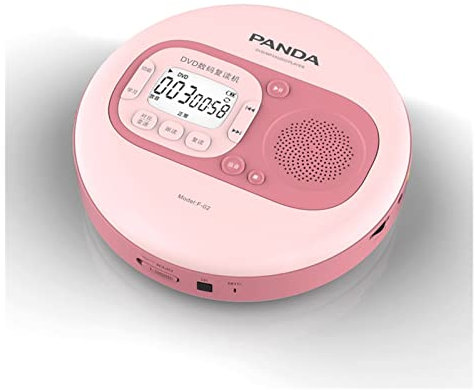 tuzhi CD Players Portable CD Player with Earphone | DVD/VCD/CD/CD-R/CD-RW/MP3 Compatible | LCD Display | Remote Control | USB/TF Card Socket Home Car & Travel (Color : Pink)