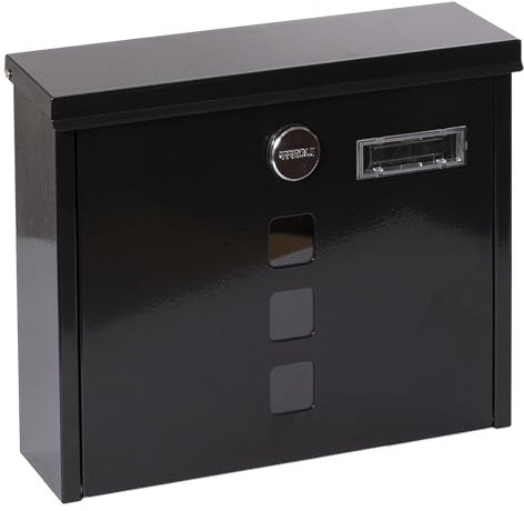 ARREGUI Chance E7104 Postale in Acciaio, Cassetta della Posta con Serratura Coperta e Portanome, Facile de Montare, Nero, Formato M (DIN A4 e riviste) - 24,5x31,2x10 cm