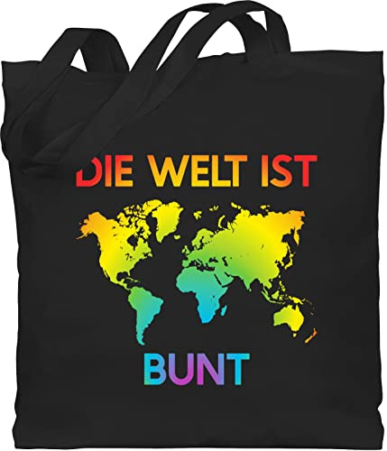 Shirtracer - Baumwolltasche - LGBTQ Kleidung Pride Flag - Die Welt ist bunt – Regenbogen Farben