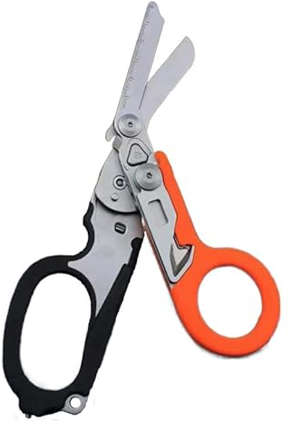 6-in-1 multifunktionale Schere taktische Zange Werkzeug falten kreative kleine Werkzeug Edelstahl einziehbare medizinische Schere(Schwarz Orange)