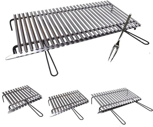 ANGELO PEGORARO Graticola per Barbecue griglia Acciaio Inox (GRATICOLA Acciaio Inox AISI 430, INGOMBRO Totale Max CM 63X35)