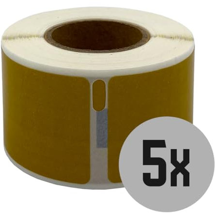 DULA Etiketten - Kompatibel mit Dymo Compatible labels - Goud - 99010 - S0722370 - Adresetiketten - 5 rollen - 28 x 89 mm - 130 labels per rol