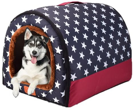Hundebett Haustierhaus, beruhigendes Haustierbett, waschbare Höhle, 2-in-1 faltbare Hundehütte, Hundematte, Sofa mit rutschfester Unterseite, Hundekorb, Haustierzelt, Höhlenbett für Hund und Katze, 60