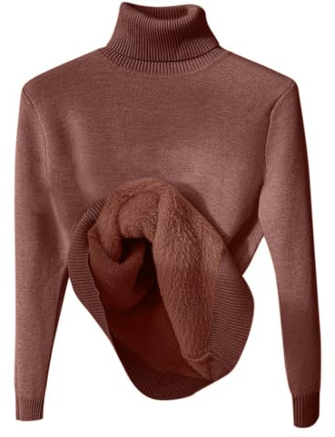 Minetom Pull Col Roulé Femme Pullover Polaire Thermique Hauts | Doublé, Manches Longues, Basique Chandail, Hiver sous-vêtement, Casual Tops, Confortable et Chaud
