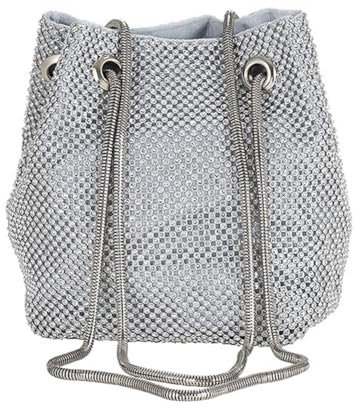 Asudaro Damen-Abendtasche, Strass Abendtasche Damen-Clutch Abend Beuteltasche Damen Zeremonie Handtasche Elegante Party-Abschlussball Schulter Crossbody Taschen Kleine Glänzende Umhängetaschen Silber