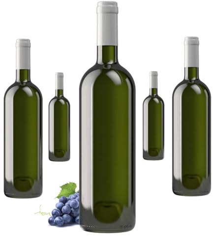 Bottiglia per Vino e proseccuo vuota bordolese in Vetro Duro Adatta per Tappi Sintetici Sughero alettati e gabbiette - Bottiglia in Vetro Vuota Made in Italy per Vino E Spumante - Confezione 20 PZ