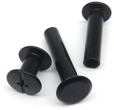 Chicago-Schraubnieten Buchbinderei Ledertasche Gürtelband Album Kontobindung Chicago Schraube Niete Bolzen Abstand 4 bis 50 mm 10/20/30 Stück DIY Lederdekoration ( Color : Black1 , Size : 20pcs 5x18mm
