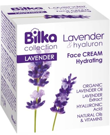 Bilka Collection Gesichtscreme Lavendel & Hyaluron - Feuchtigkeitscreme mit Bio-Lavendel und Hyaluronsäure, Angereichert mit Natürlichen Ölen und Vitaminen, Naturkosmetik für Alle Hauttypen, 40 ml