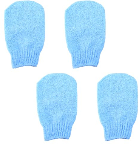 GroveEss 2 Pairs Exfoliating Gloves,Durable Exfoliating Scrubbing Mitt,Body Exfoliator Dead Skin Removal Tool for Women Men Shower Bath Spa Massag Body Scrubbing(Blue)