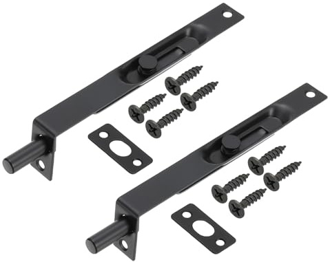 PATIKIL 2pz Bullone a Scomparsa 6 x 0,71 Serratura in Acciaio Inox Nero | a Doppia Porta Scorrevole Nascosta, per Doppia Porta Legno Composito