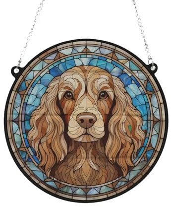 Cocker Spaniel Chocolate Stained Glass Effect Suncatcher Gift for Dog Lovers - 19cm