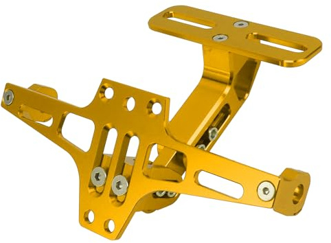 Motorrad Kennzeichenhalter, Universal CNC Aluminiumlegierung Verstellbarer Motorrad Nummernschildhalter für Motorrad ATV (Gold)