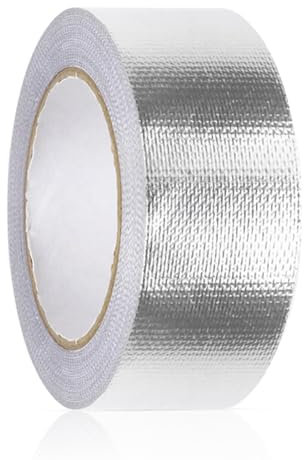 YMWALK Cinta de aluminio autoadhesiva para reparaciones y aislamiento, 48mm x 20m, grueso 0.15mm, ideal para HVAC, conductos, exteriores, plateadaYMWALK Cinta de aluminio autoadhesiva para reparacione