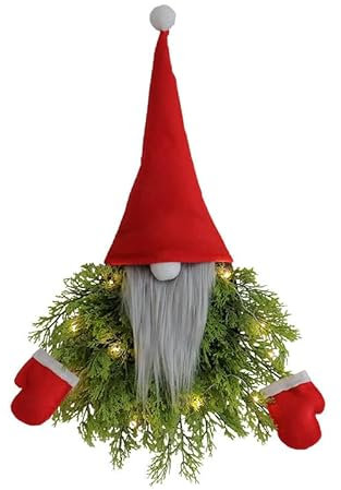 40 * 55cm Ghirlanda natalizia Babbo Natale senza volto luminoso Ghirlanda di Natale Decorazione Corona Natale per Ristorante Bar Porta Decorazioni per Feste