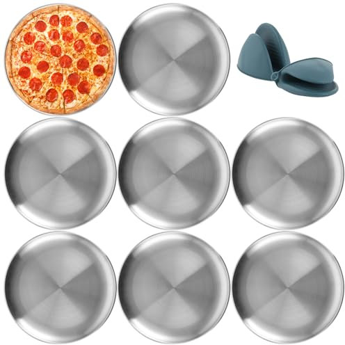 YAYODS 8 Stück Pizzablech Rund 30cm - Backblech aus Edelstahl, Backform Unbeschichtet - Hitzebeständig bis 400°C - Spülmaschinenfest