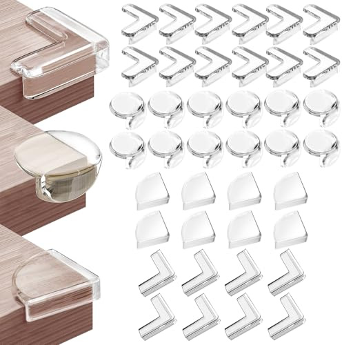 Celepoir 40 Pezzi Paraspigoli, Paraspigoli Angolari Silicone, Paracolpi Trasparenti Autoadesivi, Paracolpi Angolari per Sicurezza, Copri para Spigoli per Mobili Tavolo