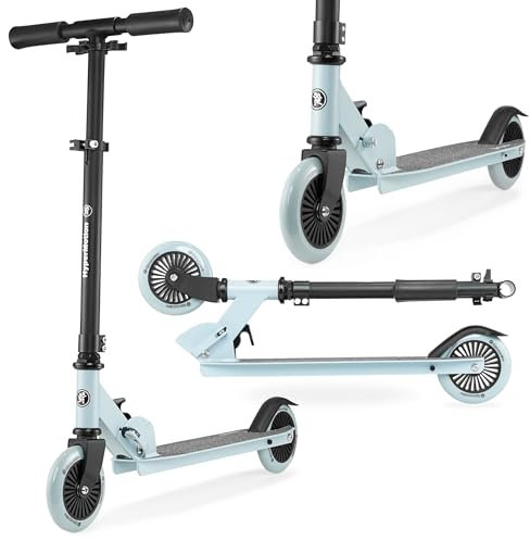 HyperMotion Willy Kinderroller - Zweirad-Scooter, faltbar, höhenverstellbar, für Kinder ab 3 Jahren, 125 mm PU-Räder, ABEC-7 Lager, leicht & stabil, Schwarz-Blau