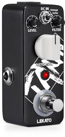 LEKATO High Gain Distortion Pedal, Analog Mini Distortion Effect for Electric Guitars, 2 Modes of Solo Vintage and Turbo, Aluminum Alloy Effect Pedal True Bypass, DC 9V