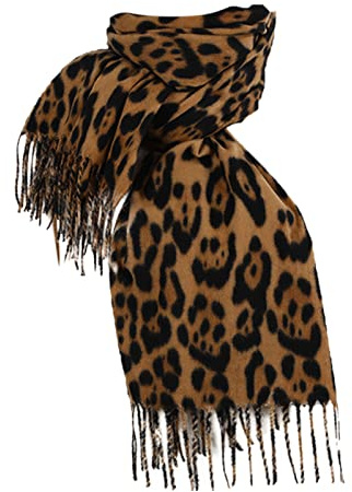 ZYPAINIY Damen Schal mit Leoparden Muster 70 x 200 cm Warm, Kuschelig und Oversized - Leo Damenschal für Autumn und Winter - Autumnschal Winterschal mit weichem Kaschmir-Gefühl