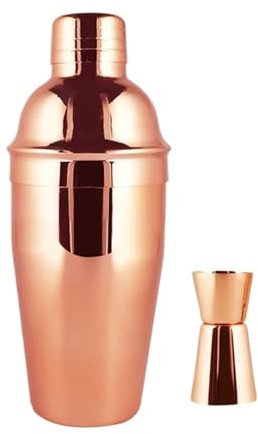 RLVYTA Shaker per Cocktail Shaker per Cocktail Nero/Oro Rosa con Jigger 15/30 ml e ricetta Cocktail, Mixer per Martini, Strumenti per Barista Accessori per Bar(RG550ml15l30ml)