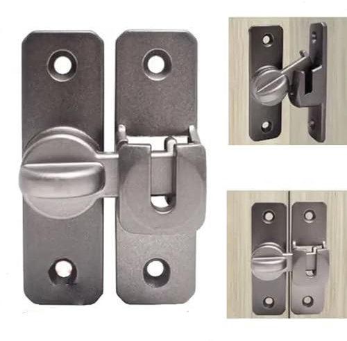 Klappriegel aus Aluminiumlegierung, 90 °/180 ° drehbar, rechtwinklig, robuste Aluminiumlegierung, Türriegel für Scheunentür, Schuppenzaun, Außentor, Schuppen, Doppeltor (grau)