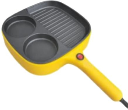 Lckiioy Padella Elettrica 3 in 1 per Frittate e Barbecue, Macchina per la Colazione 3 in 1, Pentola Elettrica Multifunzione Antiaderente, Vaporiera per, Piastra per Steak, Friggitrice. Spina EU.
