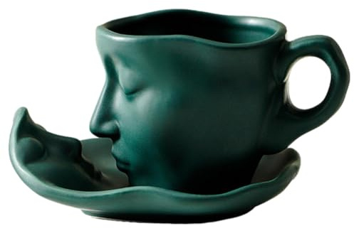 Tewzafiya Teetasse Und Untertasse Set 100 Ml Kuss Kaffeetassen Keramik Küssendes Paar Kaffeetasse Gesicht Einzigartige Teetasse Untertasse Valentinstag Für Inneneinrichtung Kreatives Geschenk