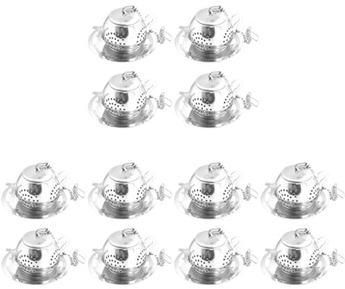PRETYZOOM 12 Juegos colador de té de malla fina tapa tetera clara con infusores infusor te infusionador de te infusores de té para té suelto filtros de té de acero inoxidable Silver