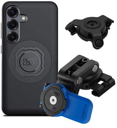 QUAD LOCK Bremszylinderdeckel Handyhalterung für Motorrad mit Vibrationsdämpfer und MAG-Hülle für Galaxy S25