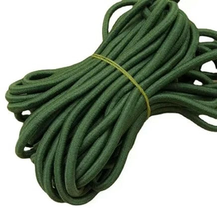 Cuerda elástica redonda de 5 mm de colores, 5/10 metros, banda de goma elástica, para sombreros, cinturones, accesorios de costura - 102 - Verde militar - 5 mm - Otros - 5 metros