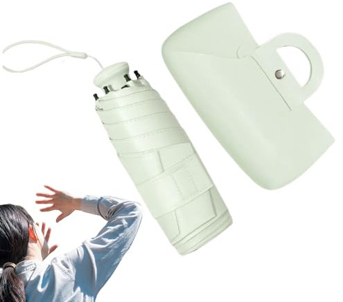 Sombrilla plegable, paraguas de protección UV, paraguas resistente a la intemperie, varillas reforzadas resistentes, solución de protección UV portátil, 16,5 x 6,5 x 5 cm para escalada de montaña