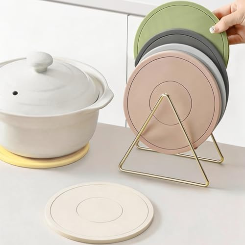 JanYoo 6er Set Topfuntersetzer aus Silikon, 16cm Hitzebeständig rutschfest Topflappen, Platzset Rund für Töpfe, Teekannen, Pfannen, Küchenutensilien mit dreieckiger Ablagefläche (6 Farben)