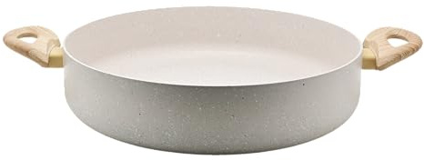 Akinda Home - Tegame 32 cm in alluminio Dolomitika white cream - tegame induzione - grande - antiaderente 4 strati - white cream