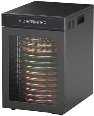 KHYTEBV Déshydrateur Alimentaire électrique, 86-194 °F, 12 Niveaux en Acier Inoxydable, Plateau Rotatif à 360 °, 1 000 W, pour Fruits, viandes et légumes.