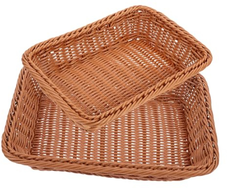Abaodam 2pièces Panier à Fruits Tressé Rectangulaire Lot Pour Rangement Sur Table Ou Bureau Panier De Décoration Intérieure