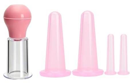 5er Set Facial Cupping, Schröpfen Gesicht Schröpfgläser Silikon, Pinke Gesichtsmassage Tools für Hautstraffung, Lymphdrainage, Faltenreduzierung, Einfache Anwendung Zuhause und Unterwegs