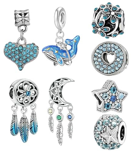 MLPKOI Lot de Breloques pour Bracelet, Charms de Combinaison pour Femme Compatible Européen les Bracelets et les Colliers Idée Cadeau pour Maman, Voyage ou Anniversaire