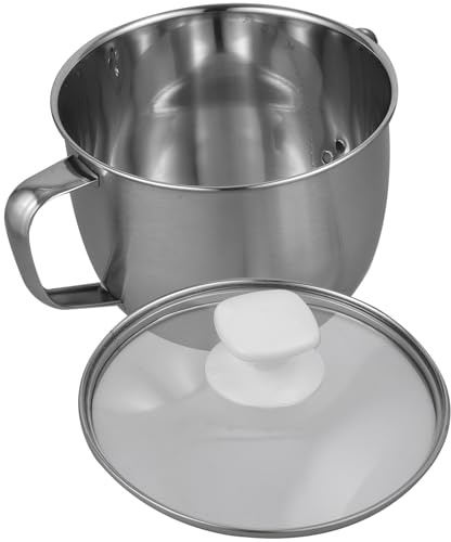Veemoon Contenitore per Olio Filtrante in Acciaio Resistente Colino e Coperchio Brocca per Olio da Cucina Antiscottatura Manico Ergonomico Adatto per Grasso e Zuppe