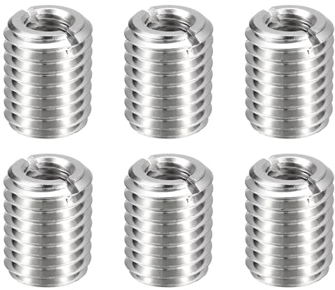 QUARKZMAN 6 stycken gänginsatser M14 x 2 hane till M8 x 1,25 hona gänga 18 mm längd bromsmuttrar i rostfritt stål metriska självgängande hylsor reducerare