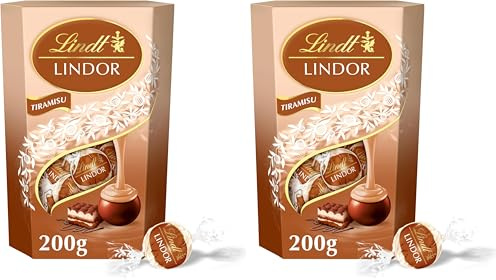 Lindt LINDOR Cornet Tiramisù, Confezione di praline di cioccolato Lindt al gusto Tiramisù, Praline LINDOR con guscio croccante e ripieno d'irresistibile scioglievolezza, Formato 200g (Confezione da 2)