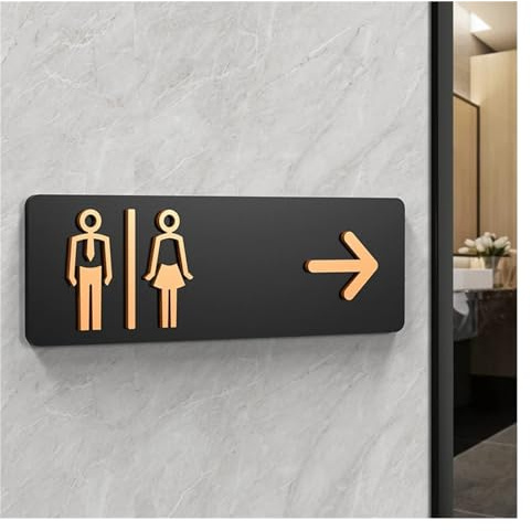 Adesivi Bagno Semplici cartelli for il bagno di uomini e donne WC Guida for i servizi igienici pubblici Indice dei segni Hotel a sinistra a destra Segnale richiesta del in acrilico per Porta(7,24x8cm)