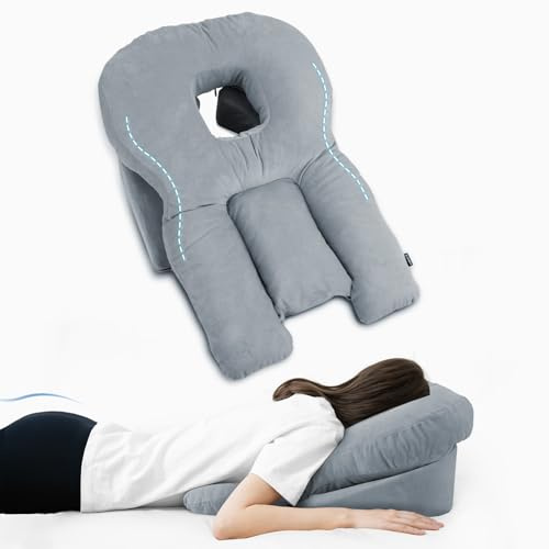 HOMCA Almohada Boca Abajo Después del Ojo, Almohada Facial con Agujero para Recuperación de Desprendimiento de Retina y Vitrectomía, Almohada de Masaje para el Hogar y SPA