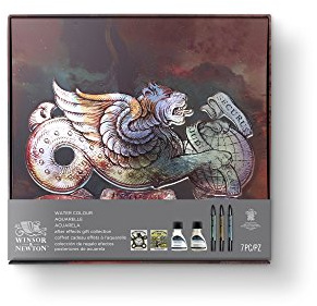 Winsor & Newton 3090111 Aquarell After Effects Geschenk-Kollektion, 3 Metallic Marker, 2 Zeichentuschen, 1 Irisirendes Medium, 1 Maskierflüssigkeit