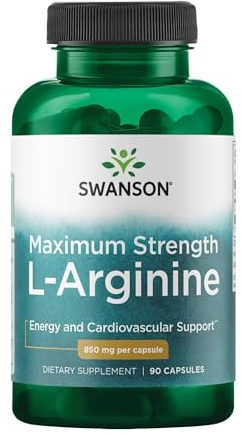 Swanson Amino Acid Super-Strength L-Arginine 850 Milligrams, 90 Capsules