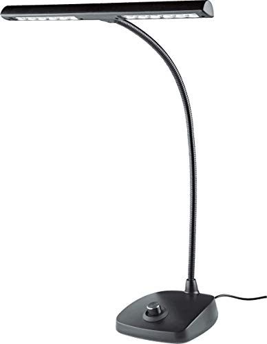 K&M 12298 LED-Pianoleuchte Schwarz – 30 cm Lampenschirm – 12 dimmbare LEDs - mit Schwanenhals, 2500 Lux Helligkeit