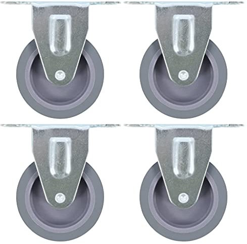 vidaXL 8x Rotelle con Supporto Fisso Robuste con Piastra Ruote Trasporto per Mobili Ricambi per Carrelli 75 mm in Gomma TPR e Ferro Zincato Grigio