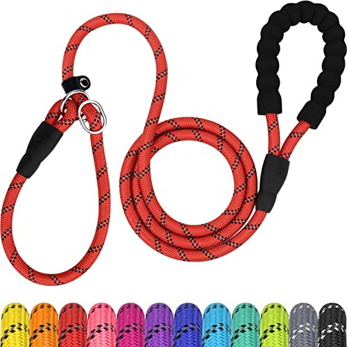 TagME Riflessivo Guinzaglio per Cani Taglia Grande,Guinzaglio Retriever,Guinzaglio Addestramento per Cani,Ø12mm x 185cm,Rosso