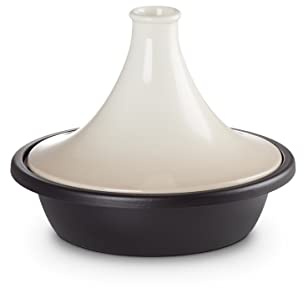 Le Creuset Gusseisen-Tagine, Rund, Ø 31 cm, Für alle Herdarten, Induktion und Backofen geeignet, Meringue, 25138317160422