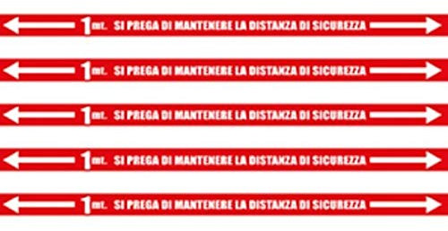 5 Strisce adesive antiscivolo distanza di sicurezza calpestabili pavimento in PVC