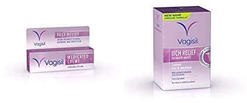 Vagisil Medicated Cream Fast Relief from Itching and Irritation 30g & Vagisil Soothing Oatmeal Intimate Wipes for Burning & Irritation 12 Wipes